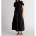 Quince Black Organic Cotton Tiered Maxi Dress sz XS Womens Pockets Poplin Fabric
