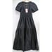 Quince Black Organic Cotton Tiered Maxi Dress sz XS Womens Pockets Poplin Fabric