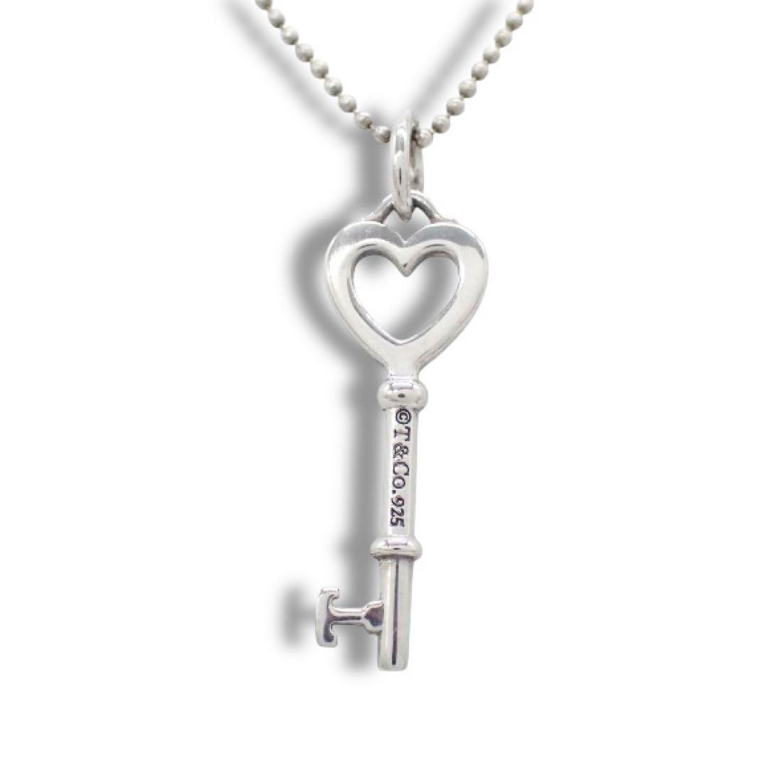Tiffany Heart Key Necklace Pendant 925 Silver 3376