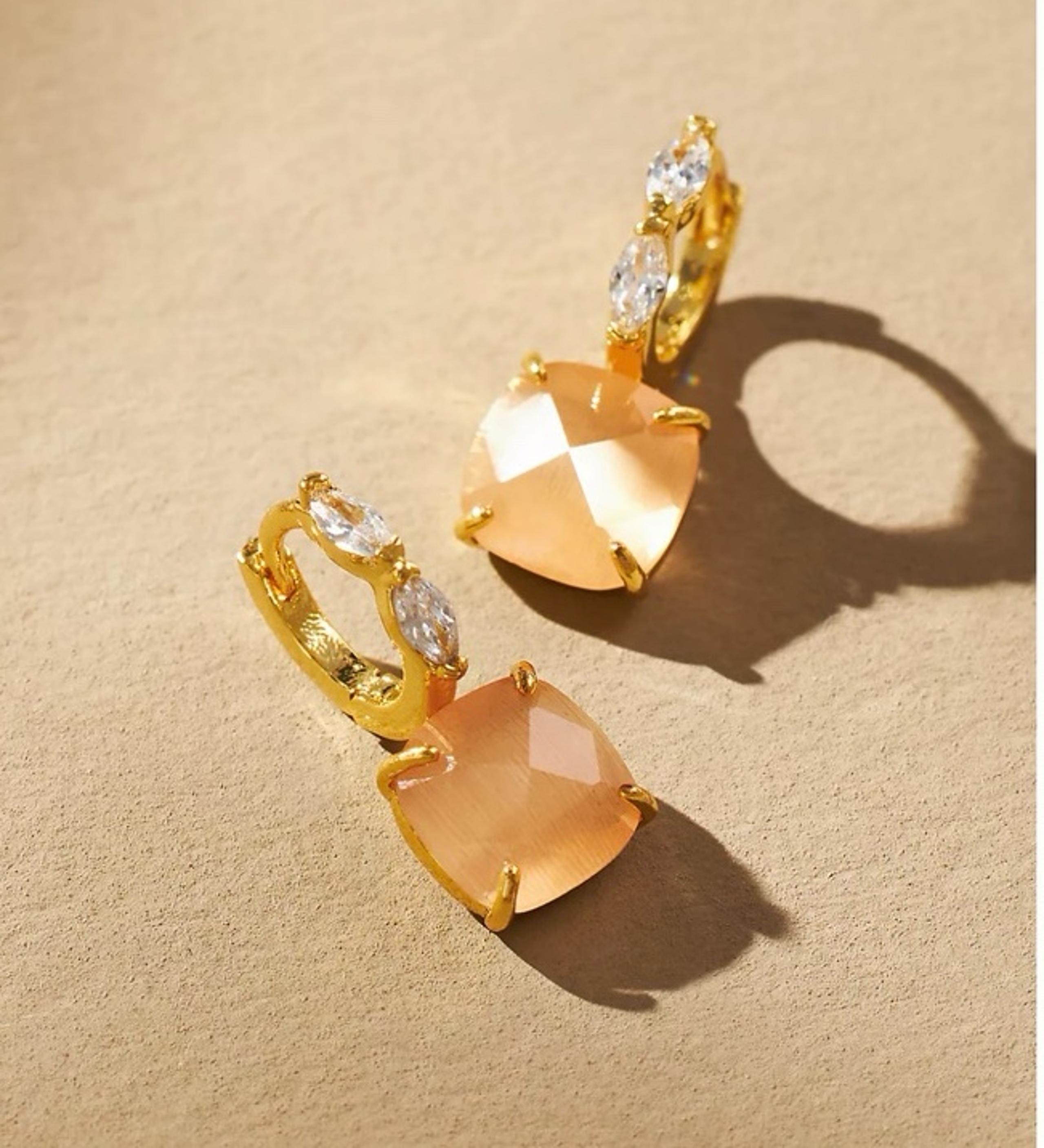 Anthropologie Crystal petal hoop earrings