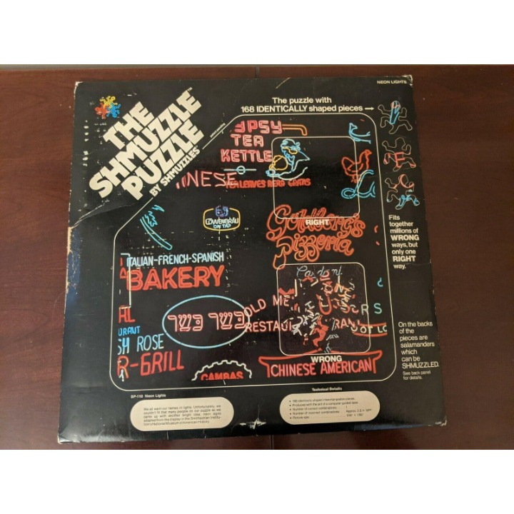 Vintage THE SHMUZZLE PUZZLE Neon Lights Double Sided 1981 SP
