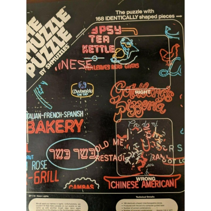 Vintage THE SHMUZZLE PUZZLE Neon Lights Double Sided 1981 SP