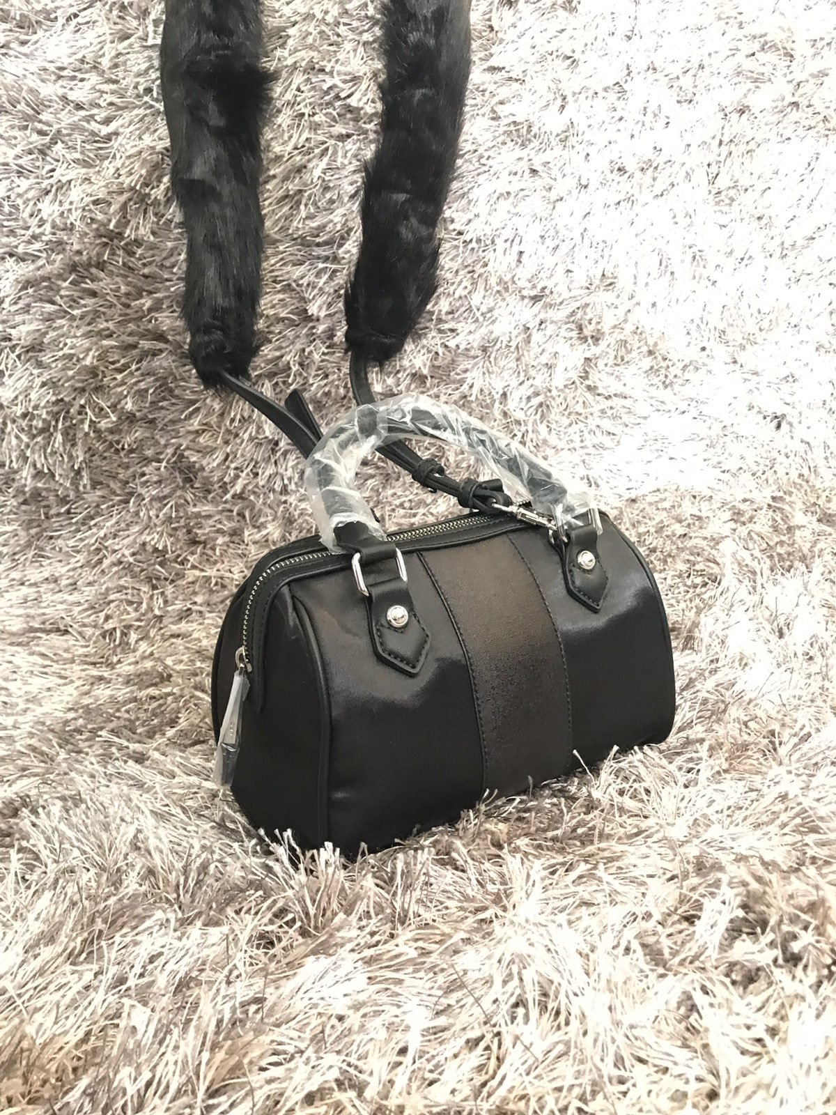 Black Satin Satchel