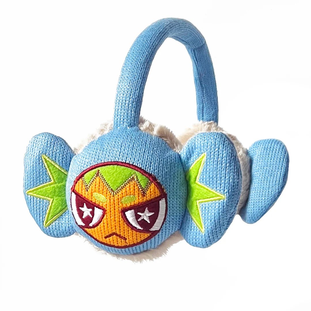 Happy99 Blue Knit REM Ear Muffs Size Small