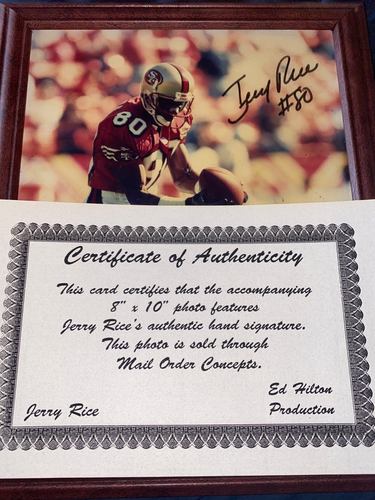 Jerry Rice 49ers Signed 8x10 Photo Certified COA