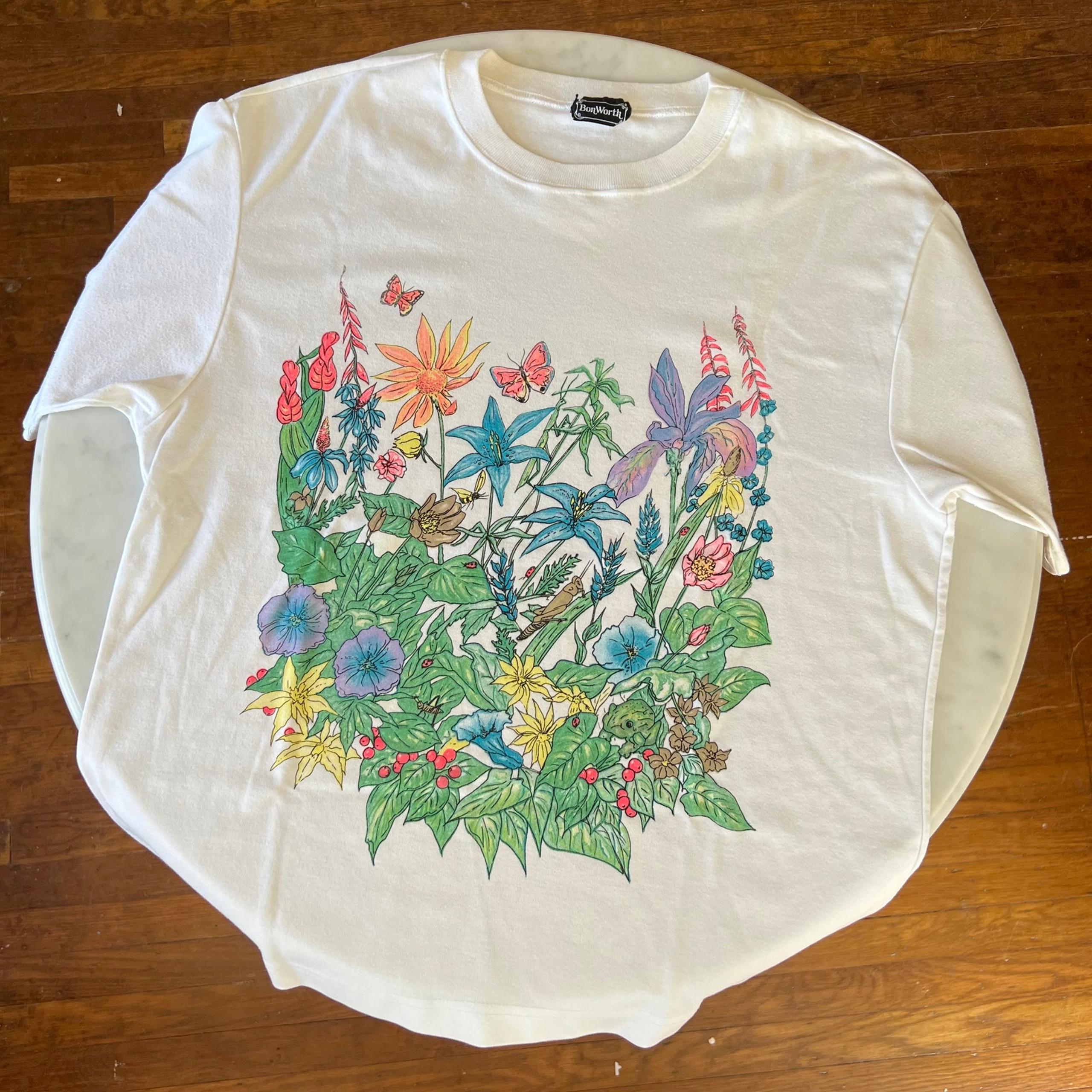 Vintage 90s Colorful Floral Butterfly Insect T Shirt / L - XL