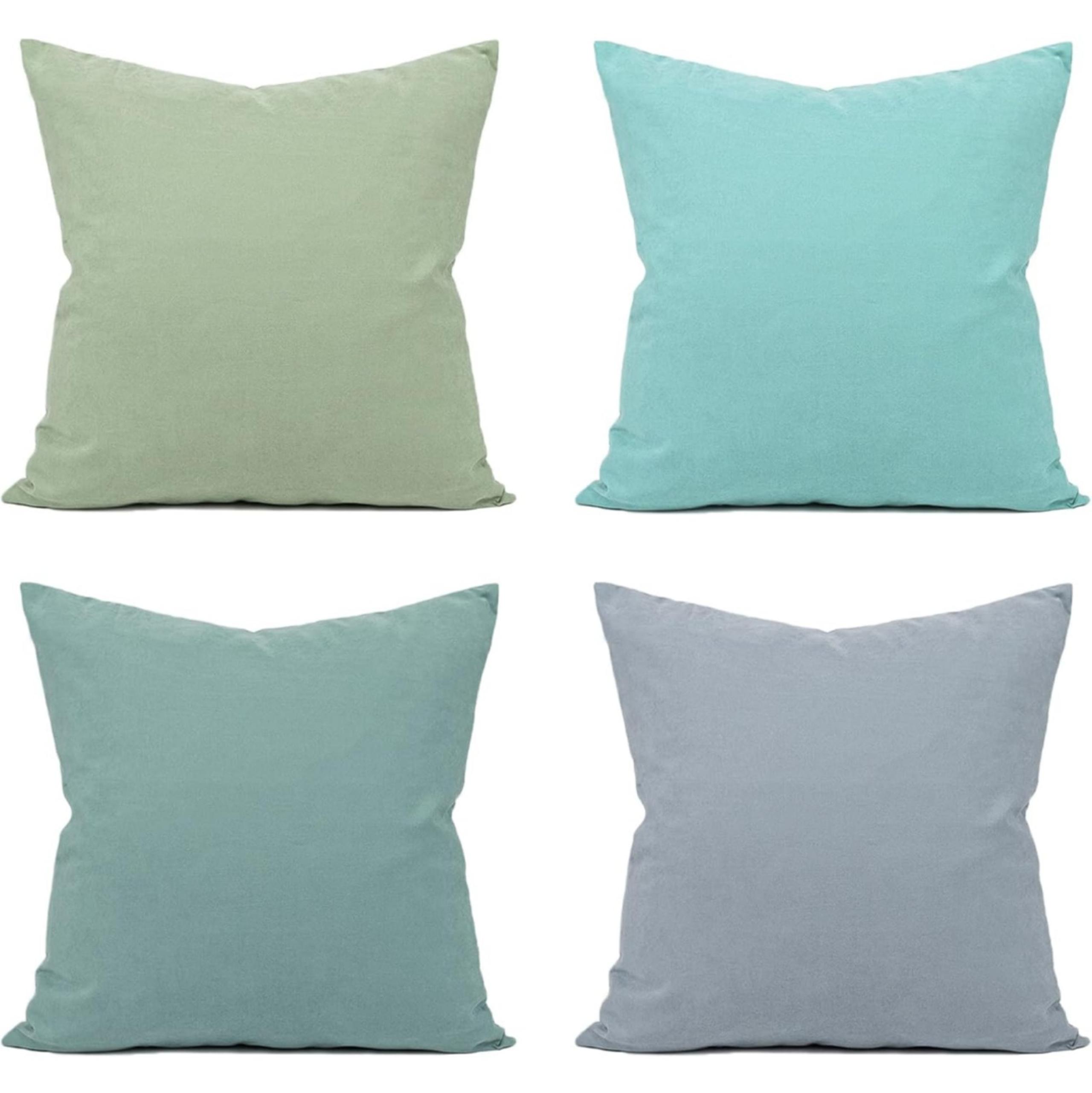 4 Throw Pillow Covers | 18x18 | Blue/Green