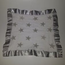 Aden & Anais Gray Stars Square Muslin Lovey Silver Satin Trim