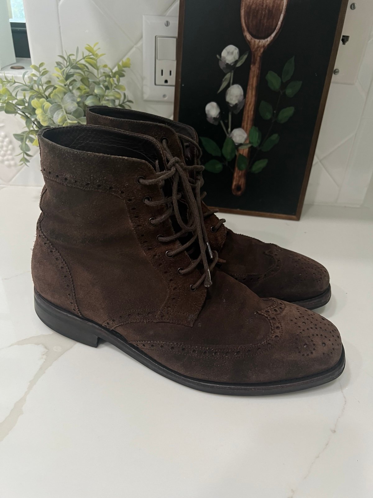 Thursday Boot Co Wing Tip Dress Boots Brown Suede Mens Sz 10.5