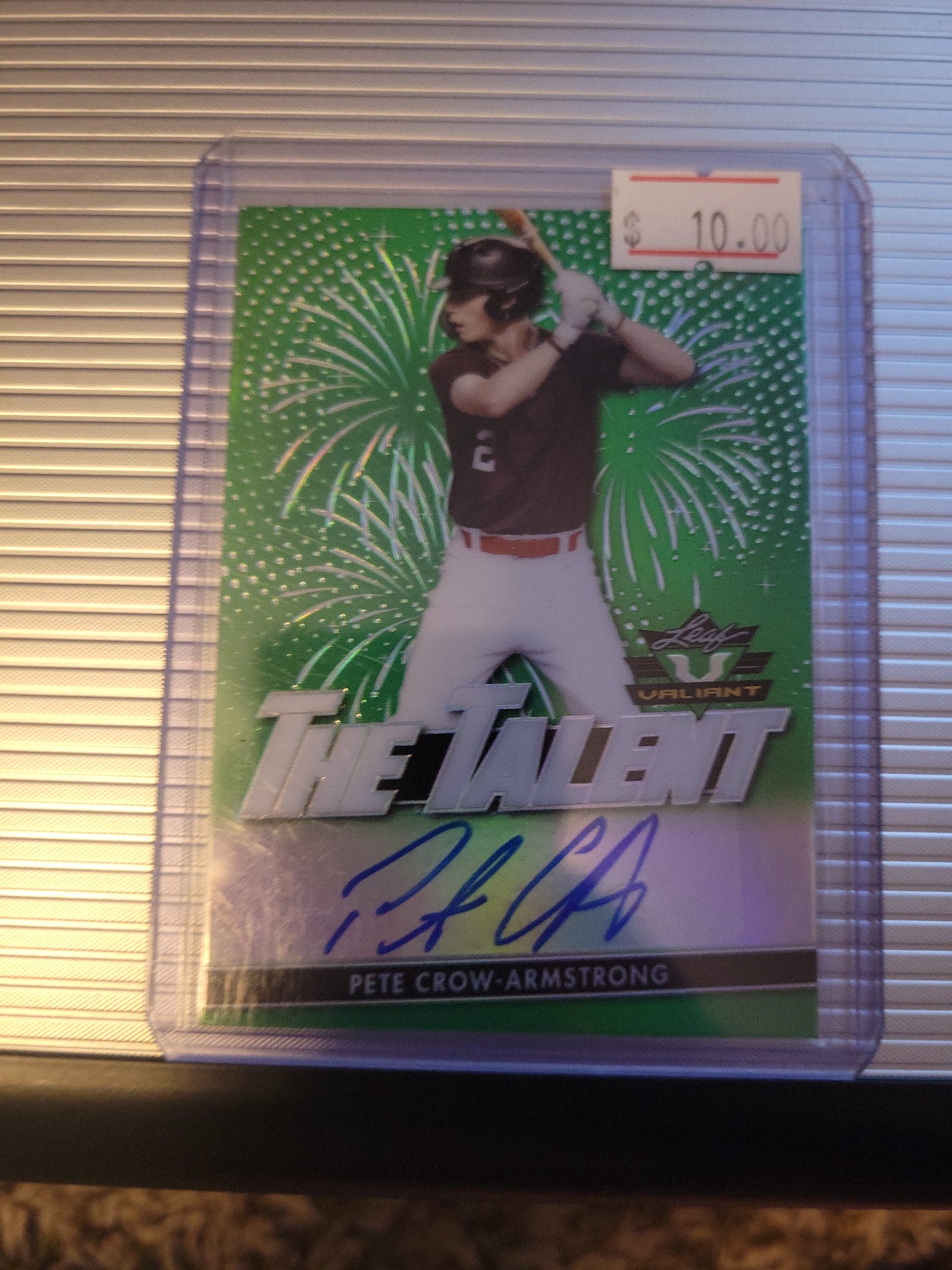 2020 LEAF VALIANT PETE CROW-ARMSTRONG AUTOGRAPH Auto The Talent GREEN  #/99