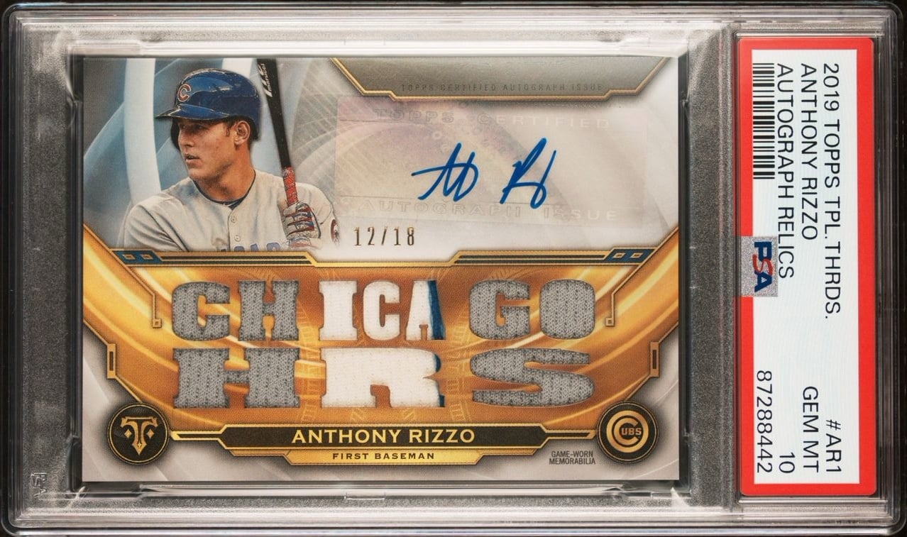 2019 Topps Triple Threads Anthony Rizzo Jersey Patch Auto /18 Relic PSA 10 POP 1