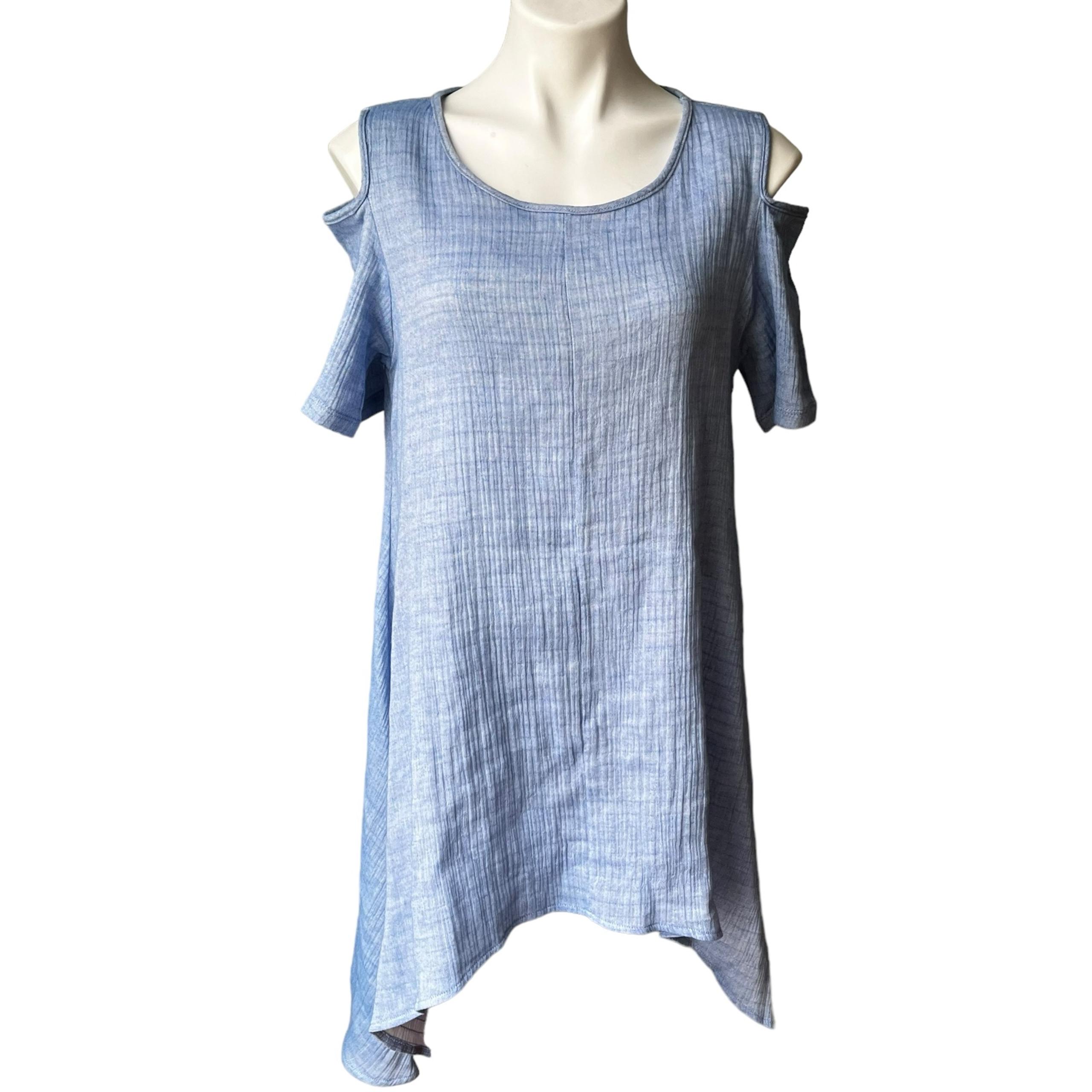NWOT, Comfy USA Cold Shoulder High-Low Hem Cotton Dress, Sz M