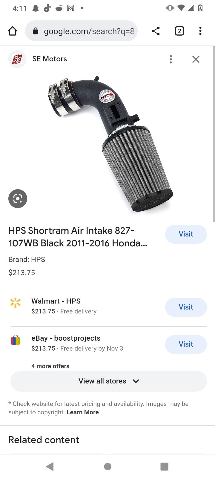 HPS Shortram Air Intake Kit