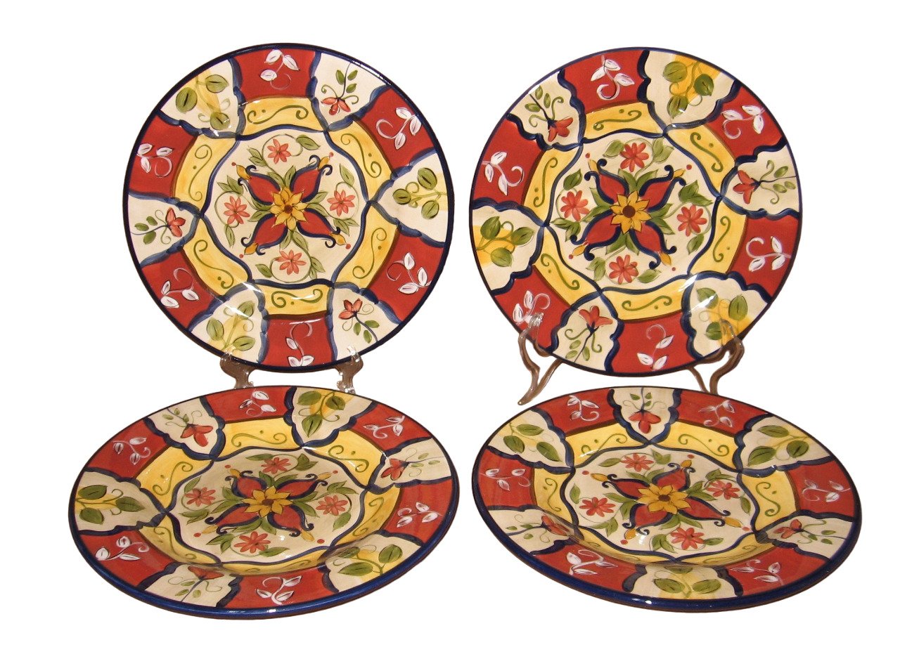 FR SHIP 4 Pier 1 Imports 9 Vallarta Hand Painted Floral Earthenware Salad Plate