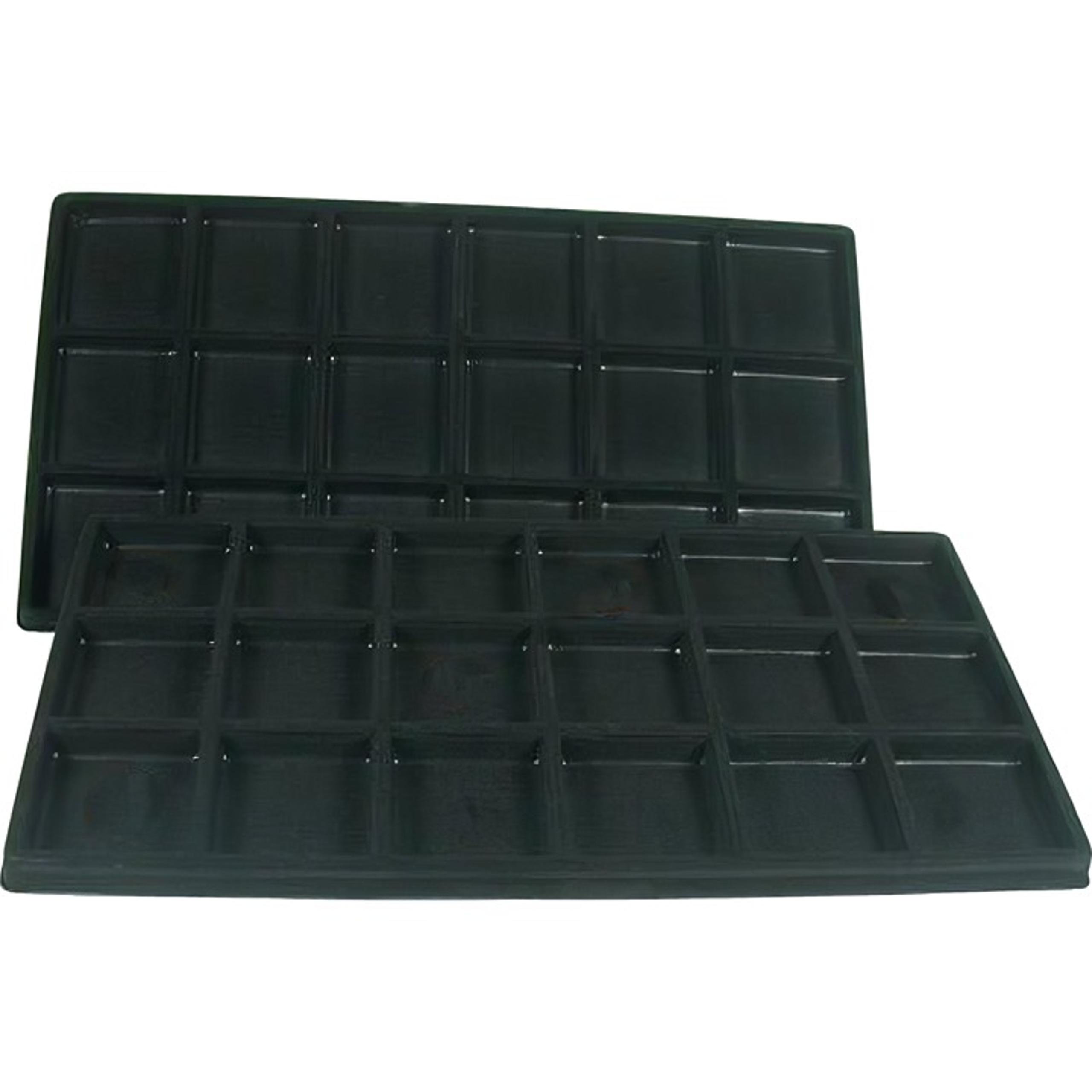 2 Black 18 Slot Coin Jewelry Showcase Display Tray Inserts