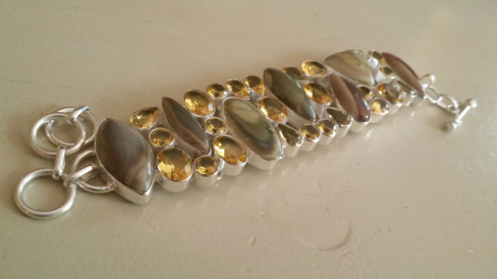 Jasper citrine Bracelet Sterling Silver