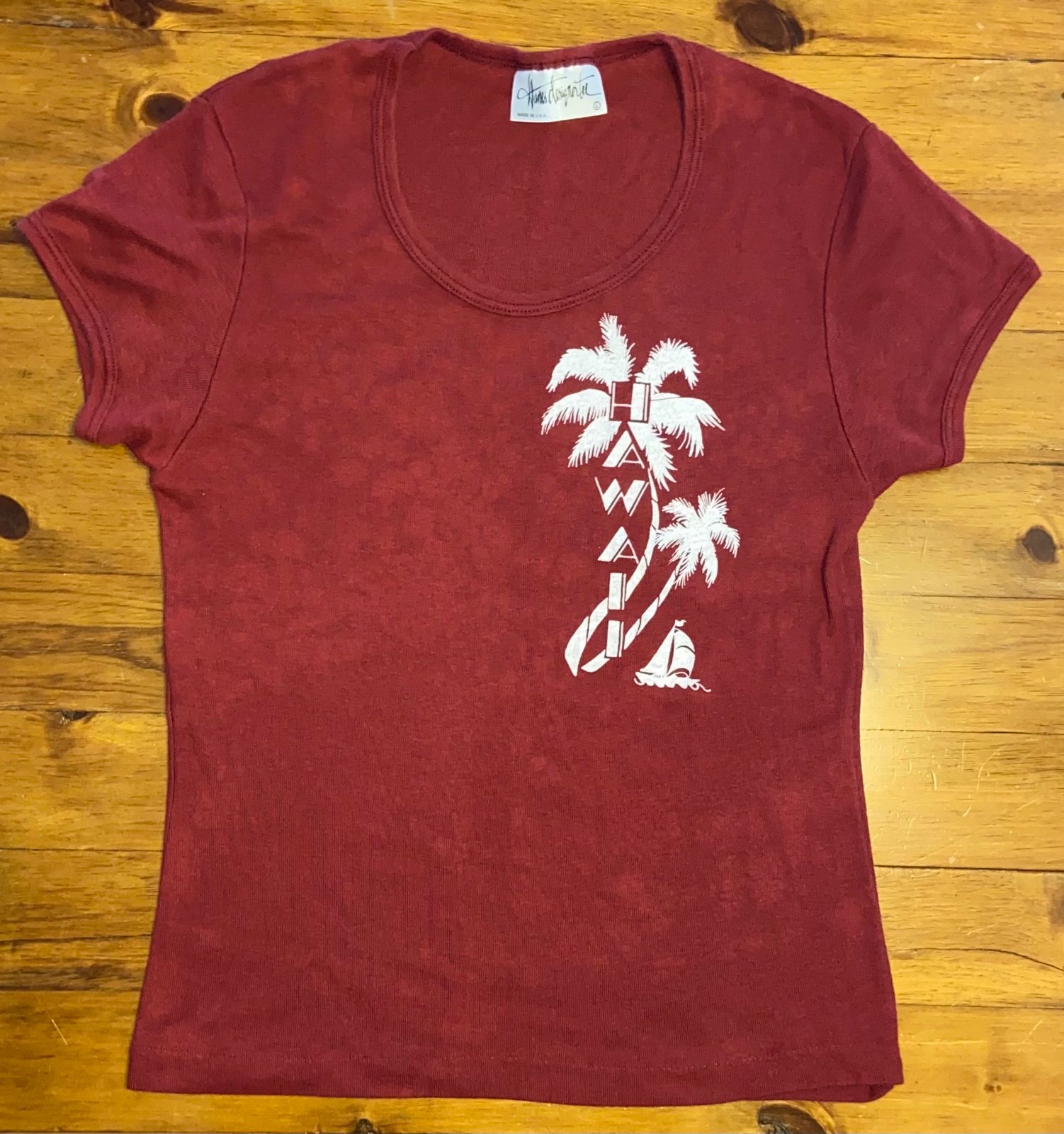 Vintage 70s 80s Hawaii T-Shirt Top Womens Ladies Single Stitch Made In USA