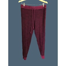 FELINA WOMENS BURGUNDY ELASTIC WAIST TAPPER LEG PAJAMA BOTTOM PANTS SIZE MEDIUM