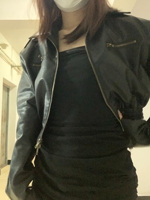Black biker leather jacket