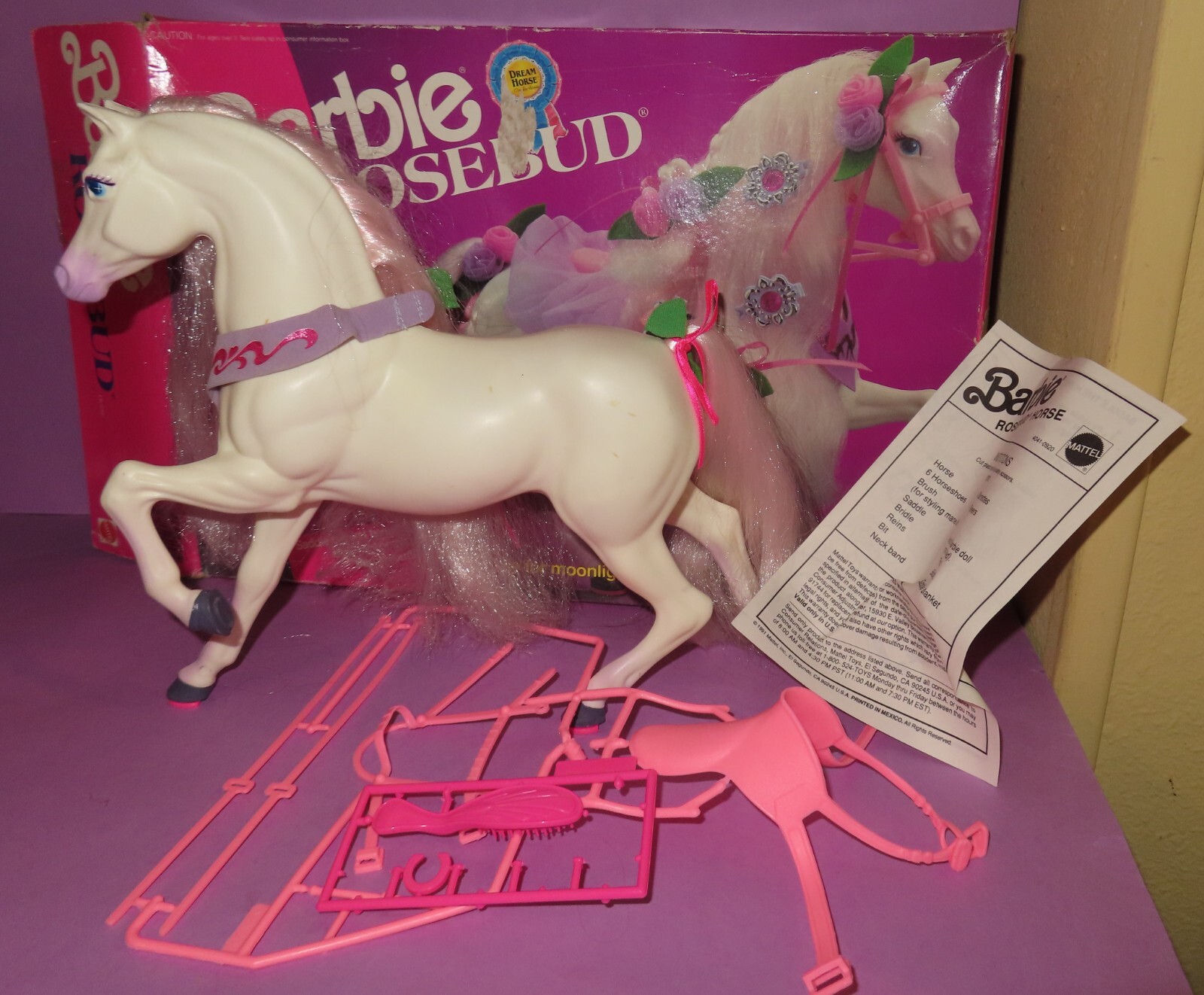 Barbie Rosebud Horse Pony White Rose Mattel Box Included 1991 4041