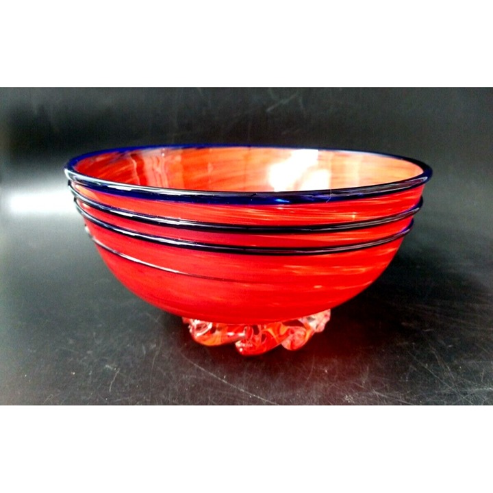 Glass Console Bowl Hand Blown signed