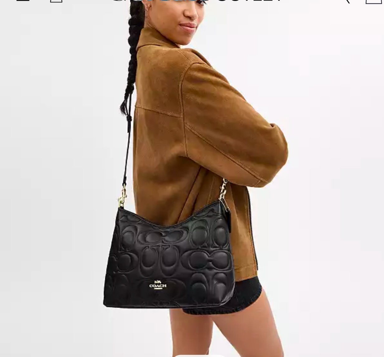 Coach Laurel Shoulder Bag In Signature Leather Black CZ178 - detail
