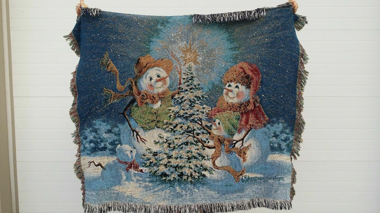 CHRISTMAS SNOWMEN TAPESTRY THROW