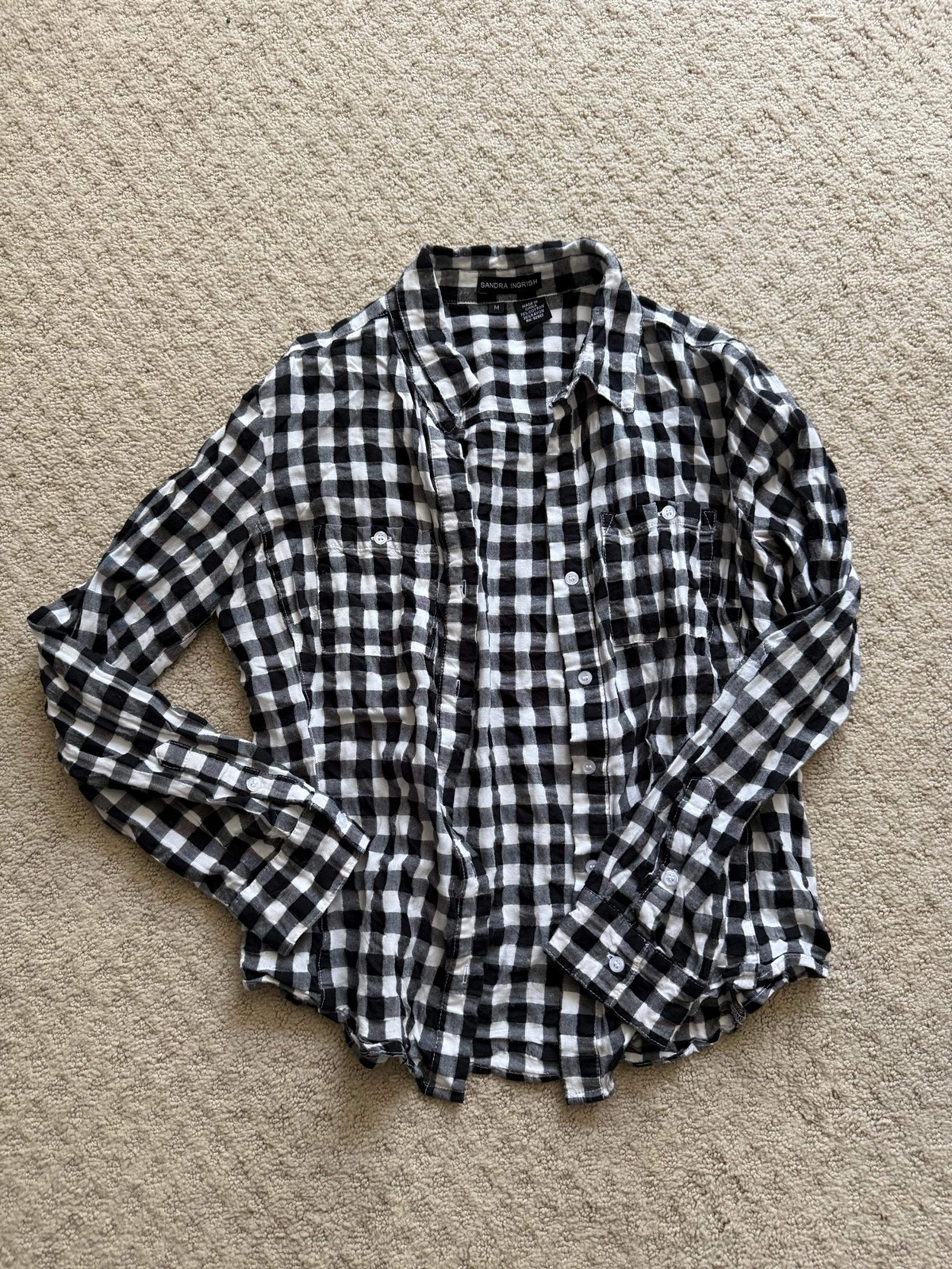 Sandra Ingrish Monochrome Plaid Shirt size medium