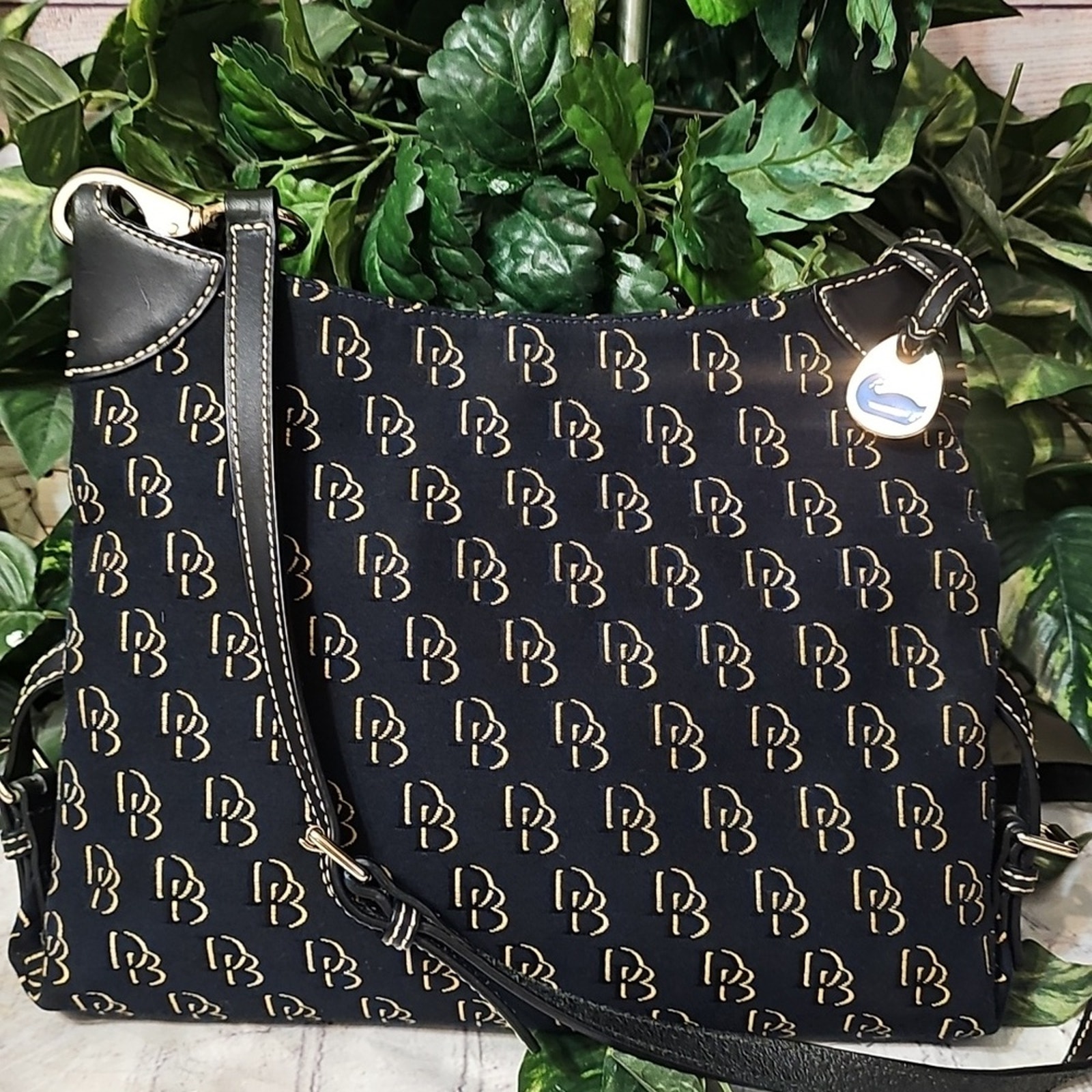 Dooney And Bourke NWOT Black and Gold Monogram Shoulder/ Crossbody Bag