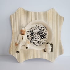Vintage Mid-Century Silvestri Bros 1958 Asian Boy Chalkware Wall Plaque