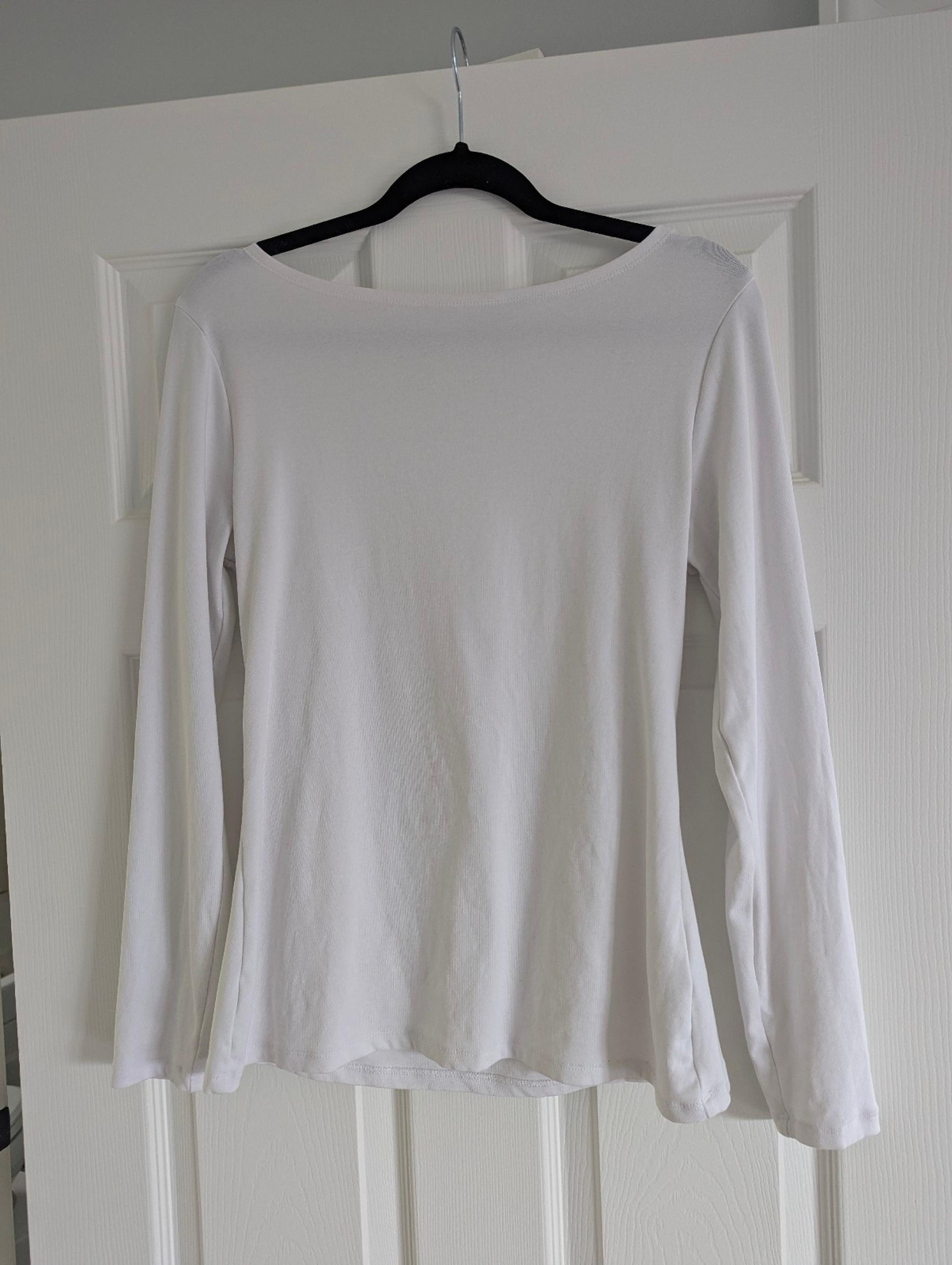 Boden Women's White Boat Neck Top, Size M