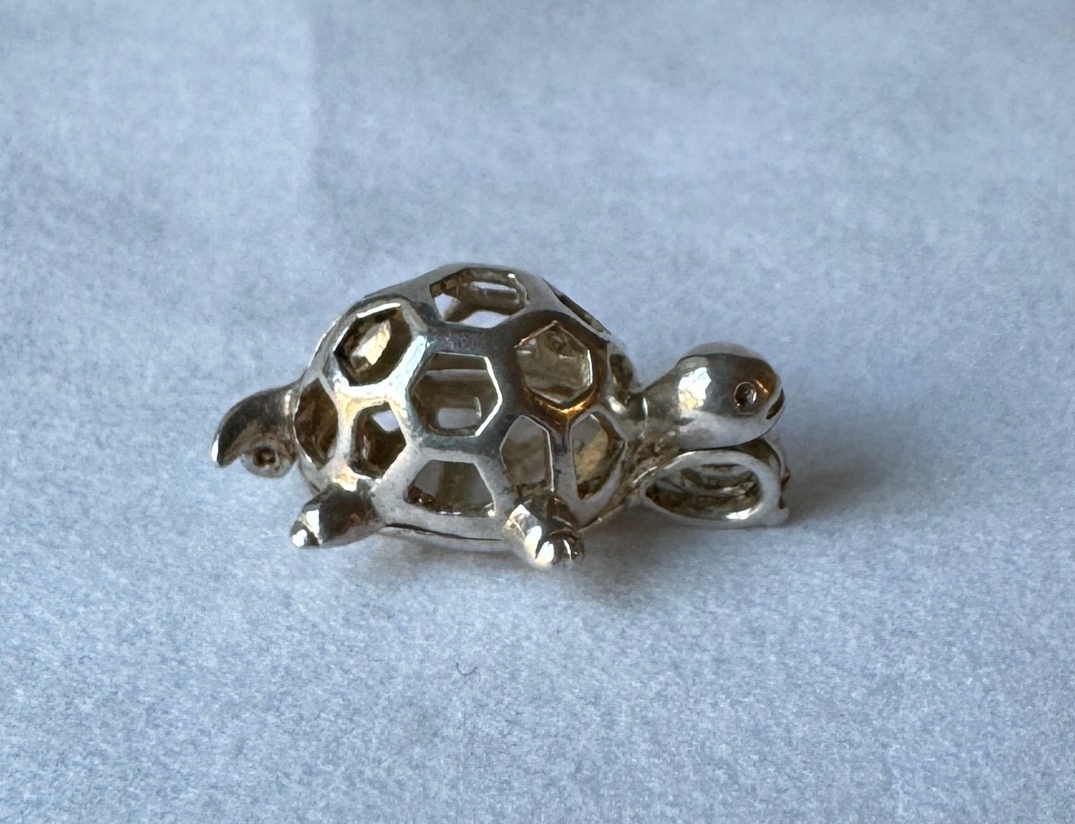 Sterling Silver Turtle Pendant / Charm Little Trinket Box 925 Marked