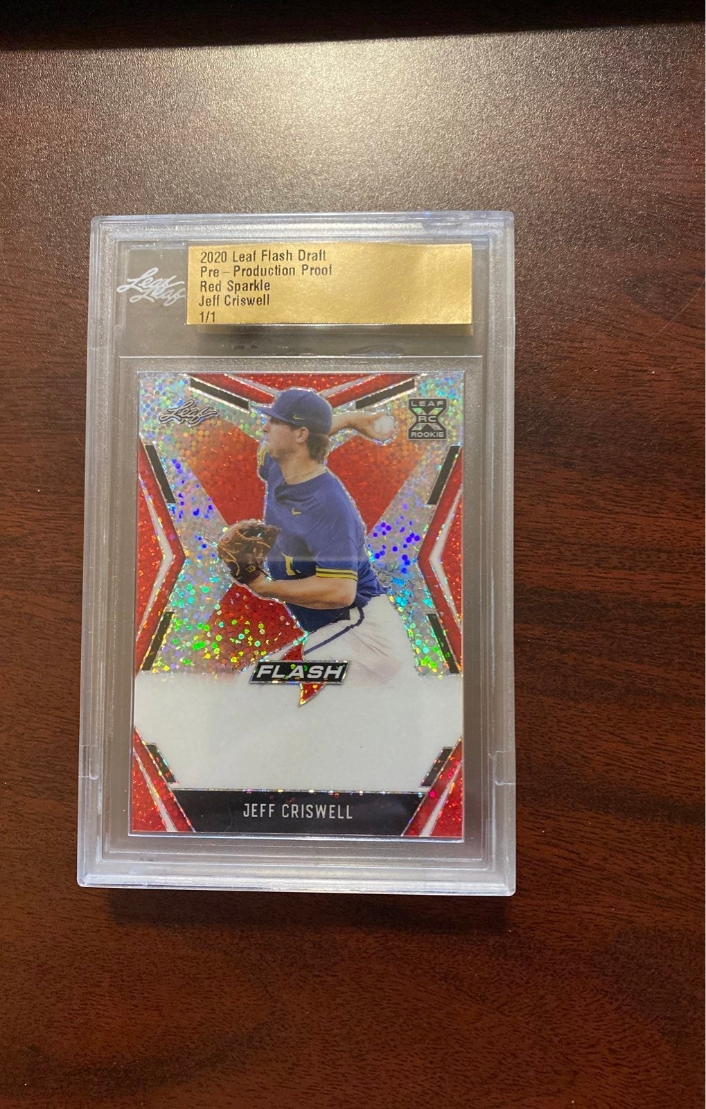 Jeff Criswell 2020 Leaf Flash Draft Pre-Production Proof Red Sparkle 1/1 Rookie