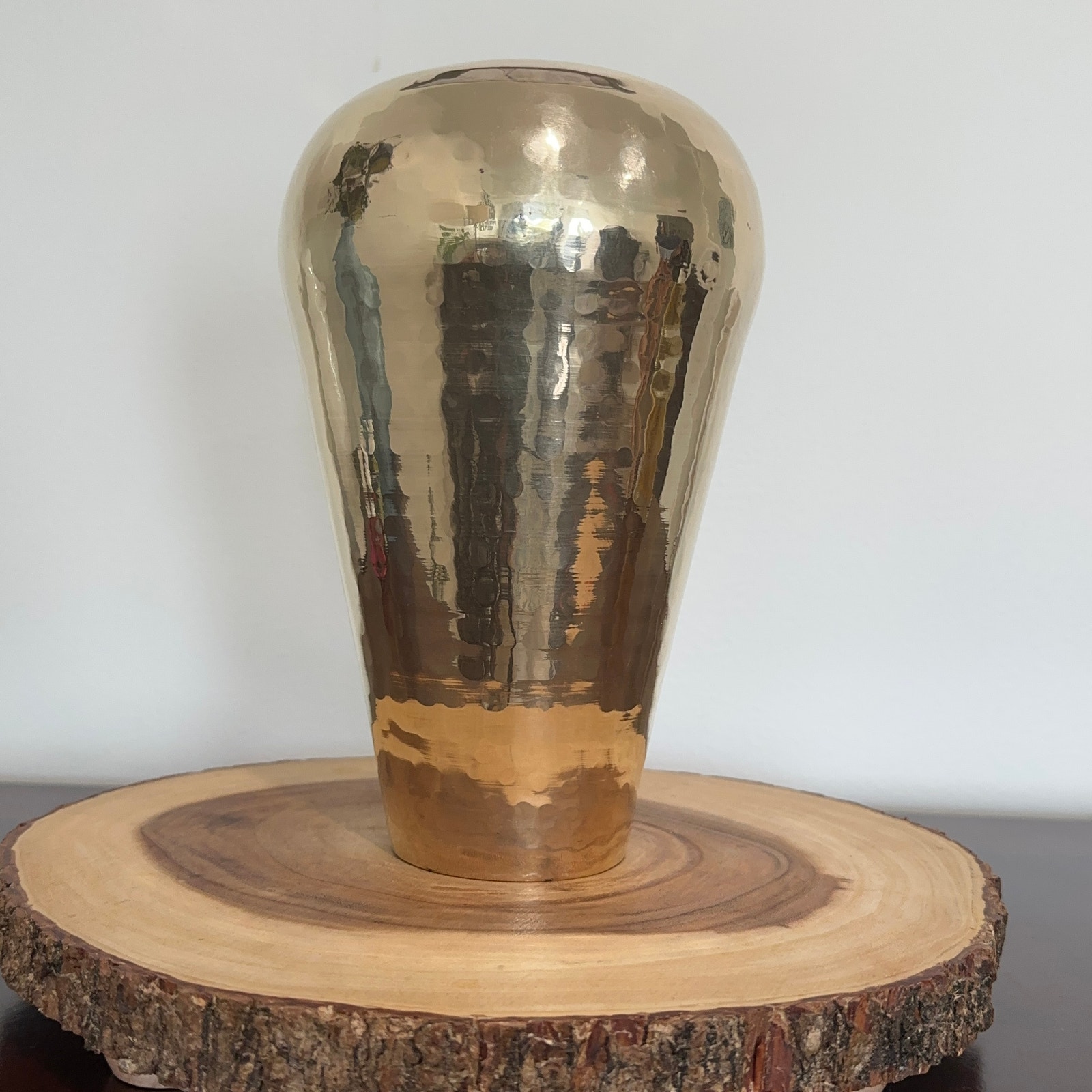 Vintage Hammered Brass Vase 9 Made in India Boho Home Decor Retro Flower Vase