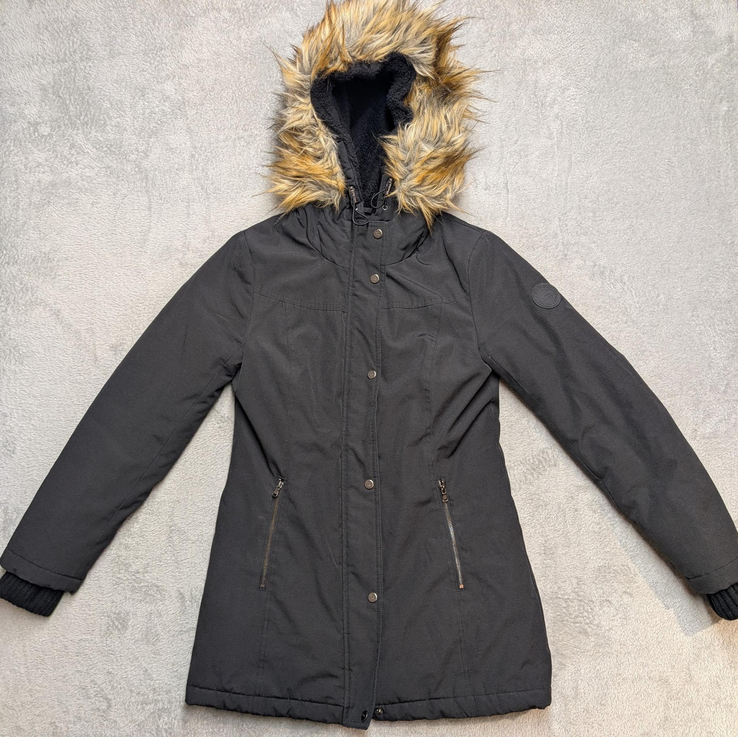 Lauren Ralph Lauren Coat Women XS Black Insulated Parka Down Jacket Fur Hood