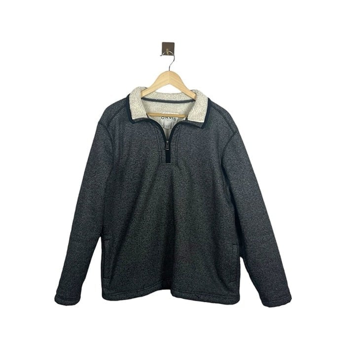 Orvis Men’s Fleece Lined Sherpa Quarter Zip in Grey Heather Size XL