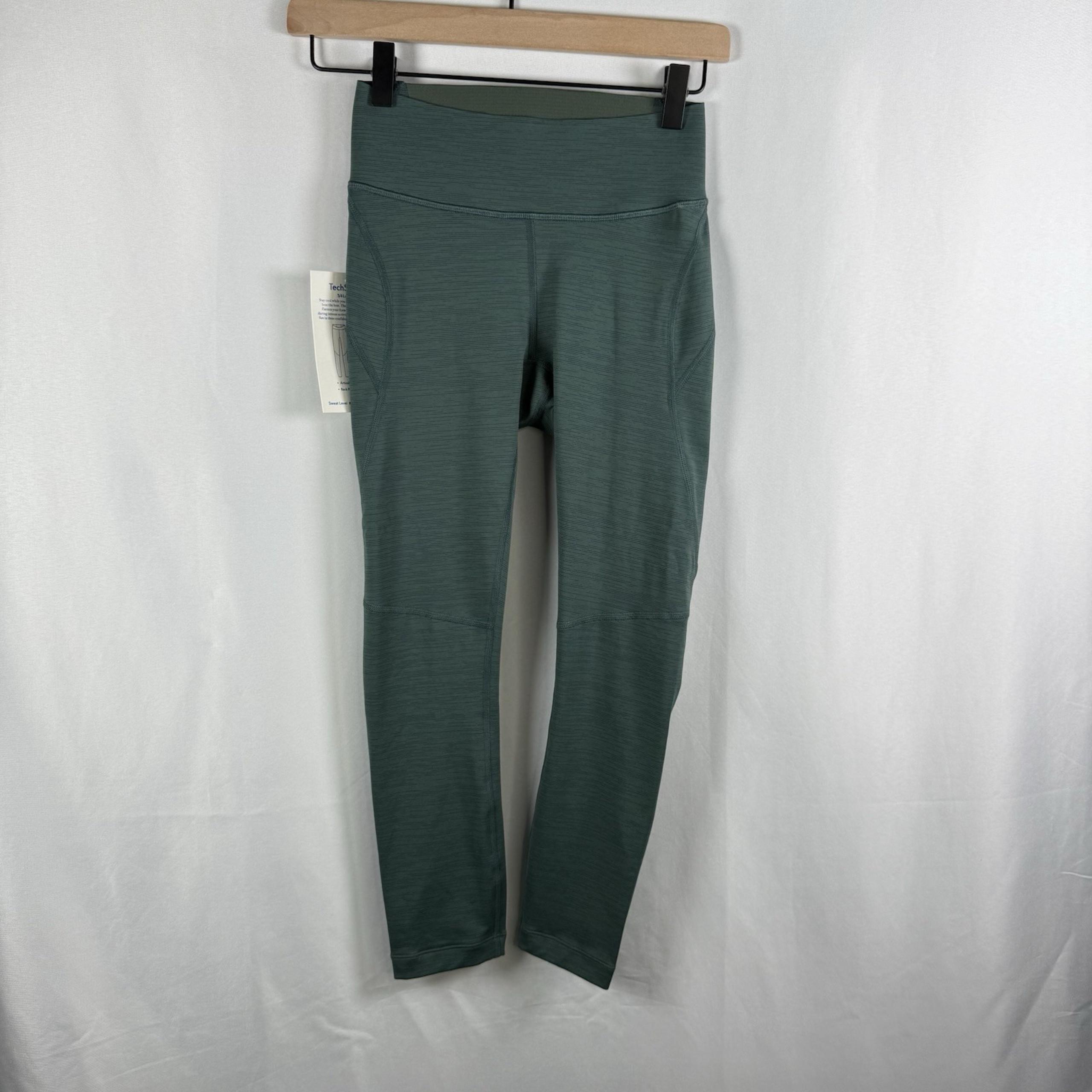 Womens Outdoor Voices black 3/4 size XS Green Sport Leggings NWT
