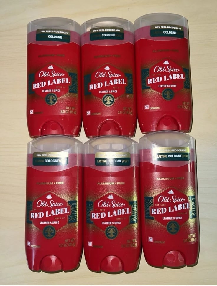 Old Spice Red Label LEATHER & SPICE Deodorant Lot Of 6 - Discontinued