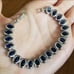 New 925 Silver Oval Cut Blue Sapphire Bezel Setting Bracelet with Extention