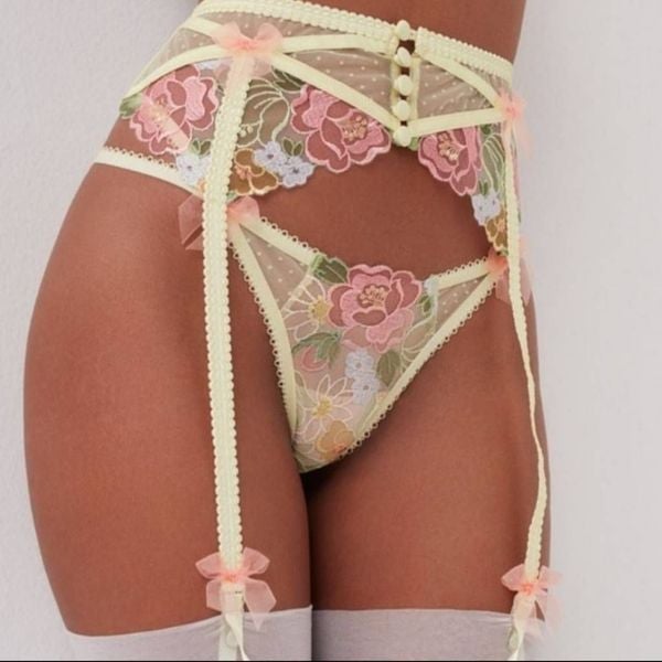 For Love & Lemons Luella Garter Belt Yellow Small