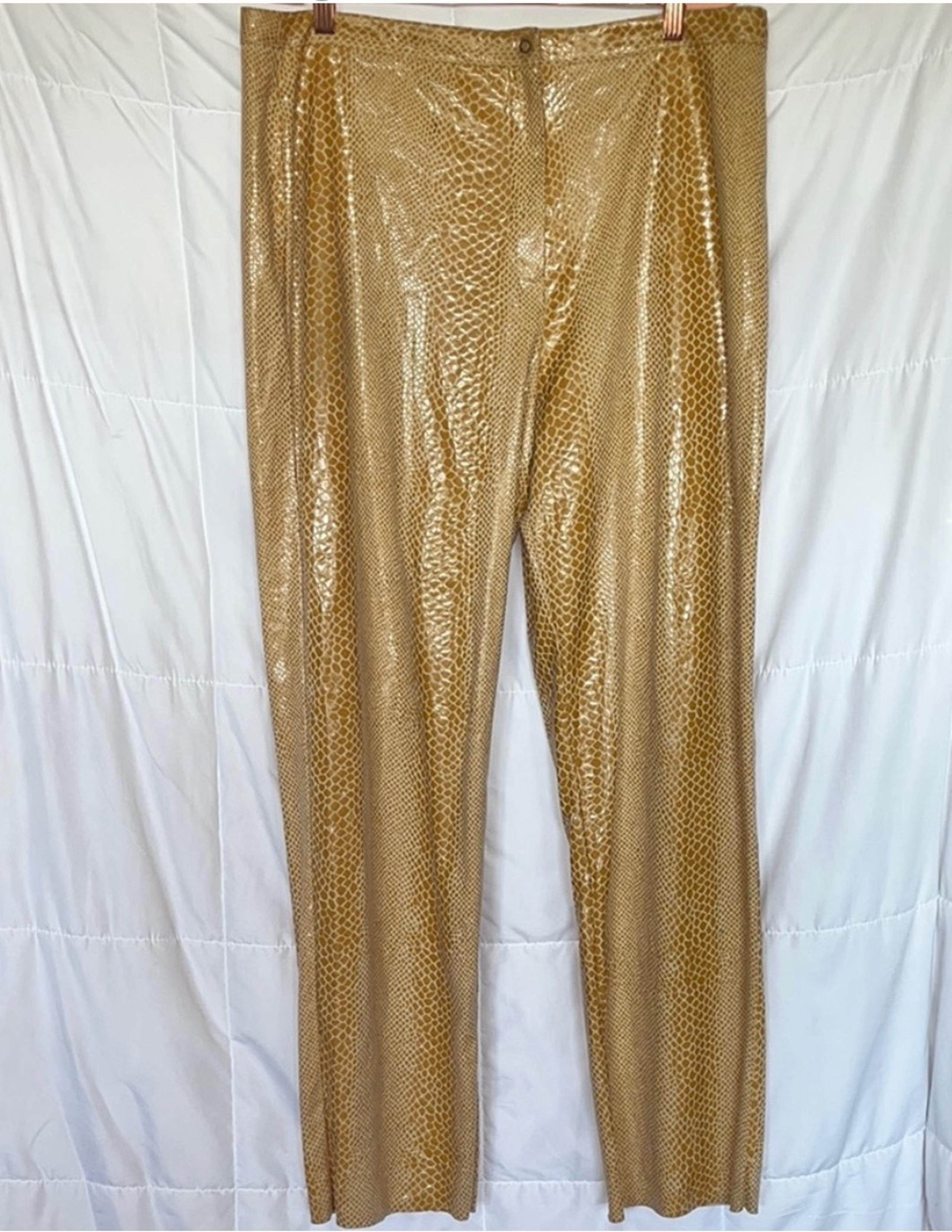 Savvy by DT Studio Yellow Snakeskin Faux Leather Bootcut Pants | Size 16 |