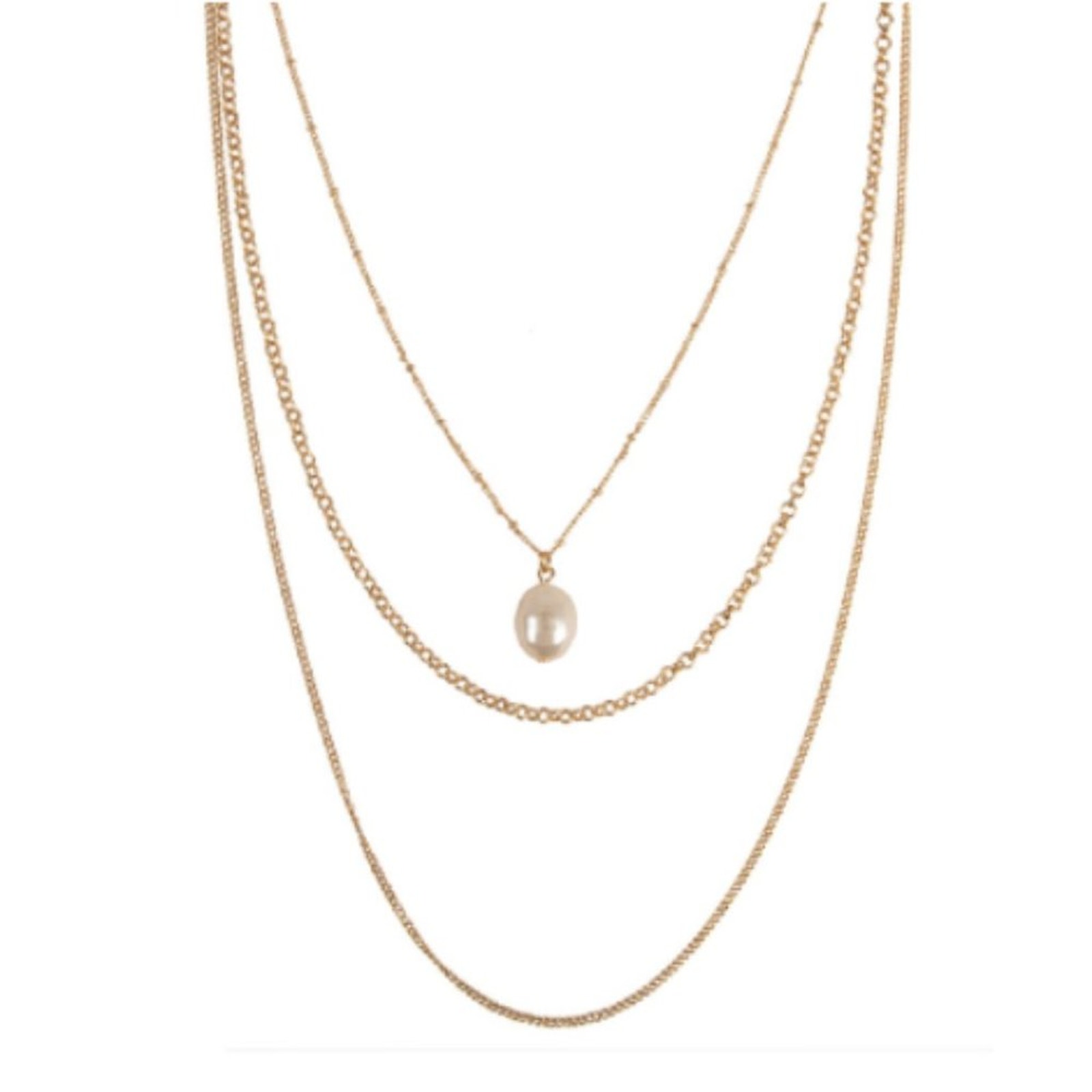 NEW NORDSTROM REVOLVE Gold Pearl Multi Strand Layering Choker Necklace Jewelry