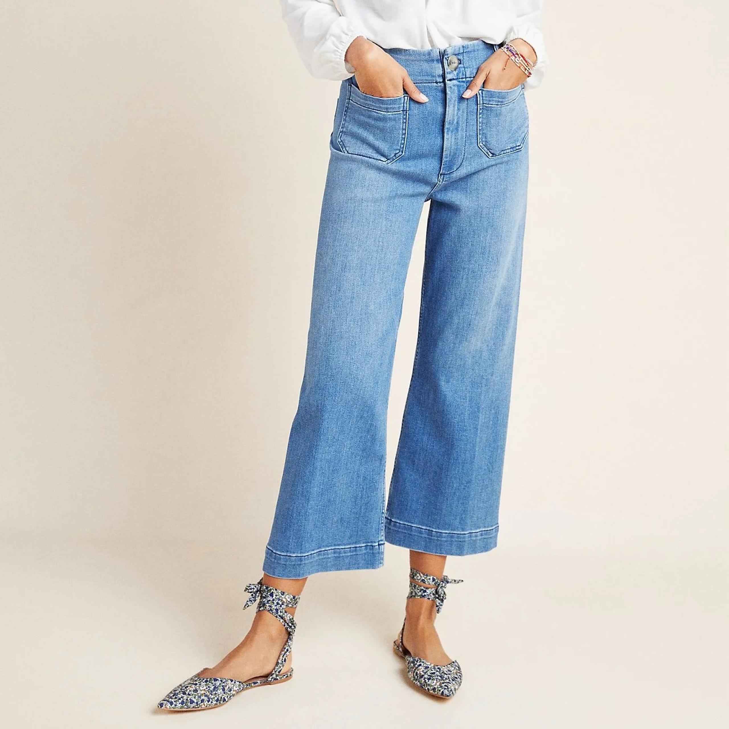 pilcro - the skipper wide leg jeans high-rise ankle crop flare anthropologie