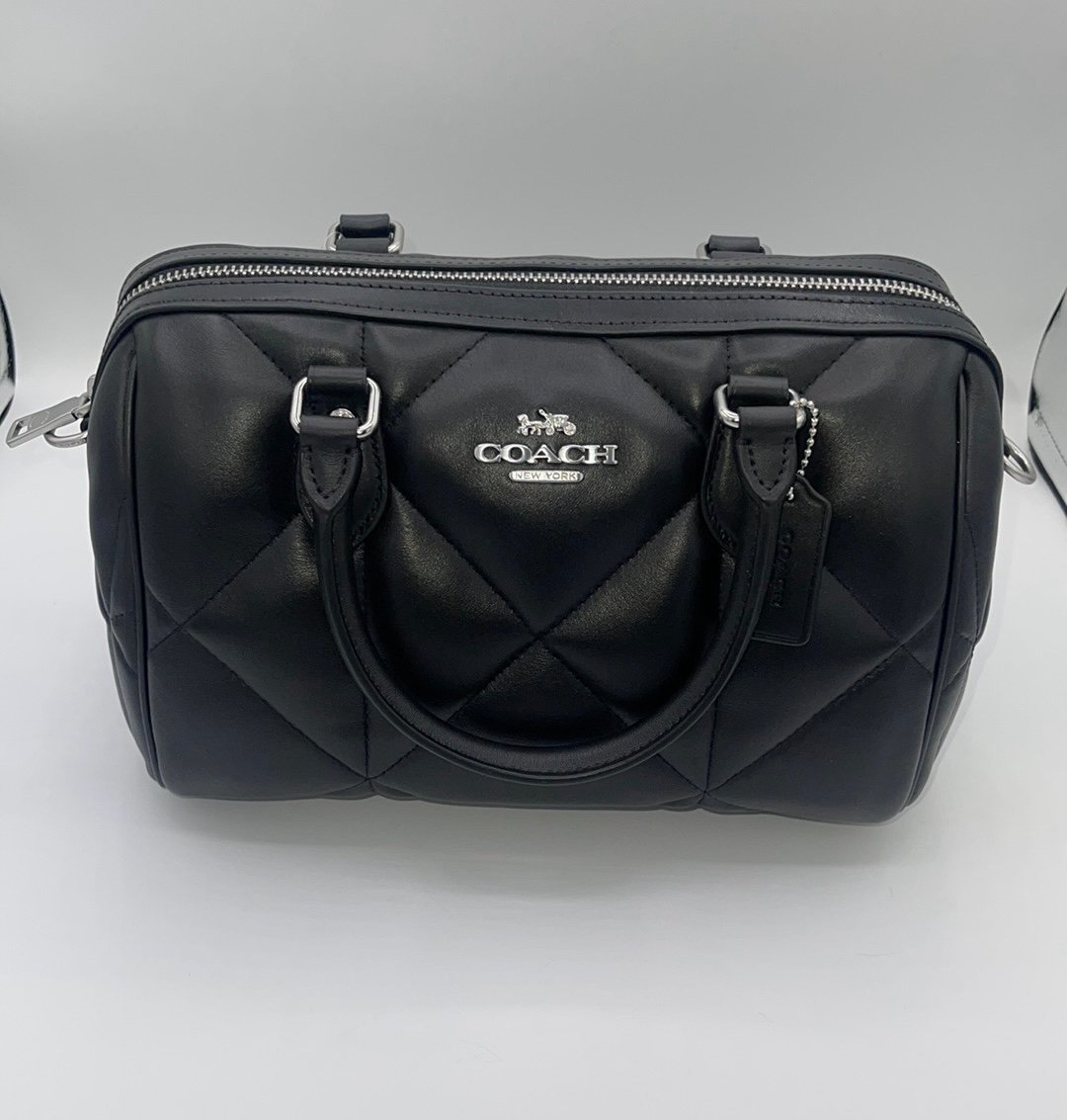 Coach CJ610 Rowan Satchel with Puffy Diamond Quilting Nappa Leather Black NWT
