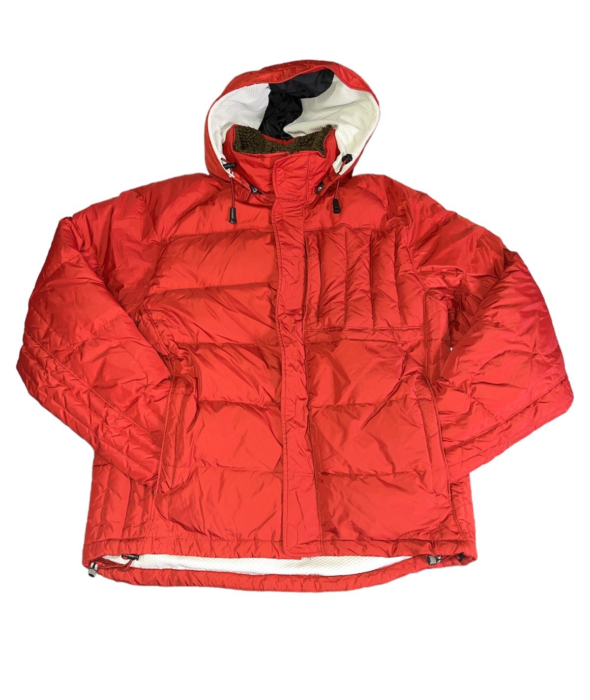 GAP Unisex Red Puffer Down MultiCompartment Zip-Up Coat w/ Removable Hood Jacket