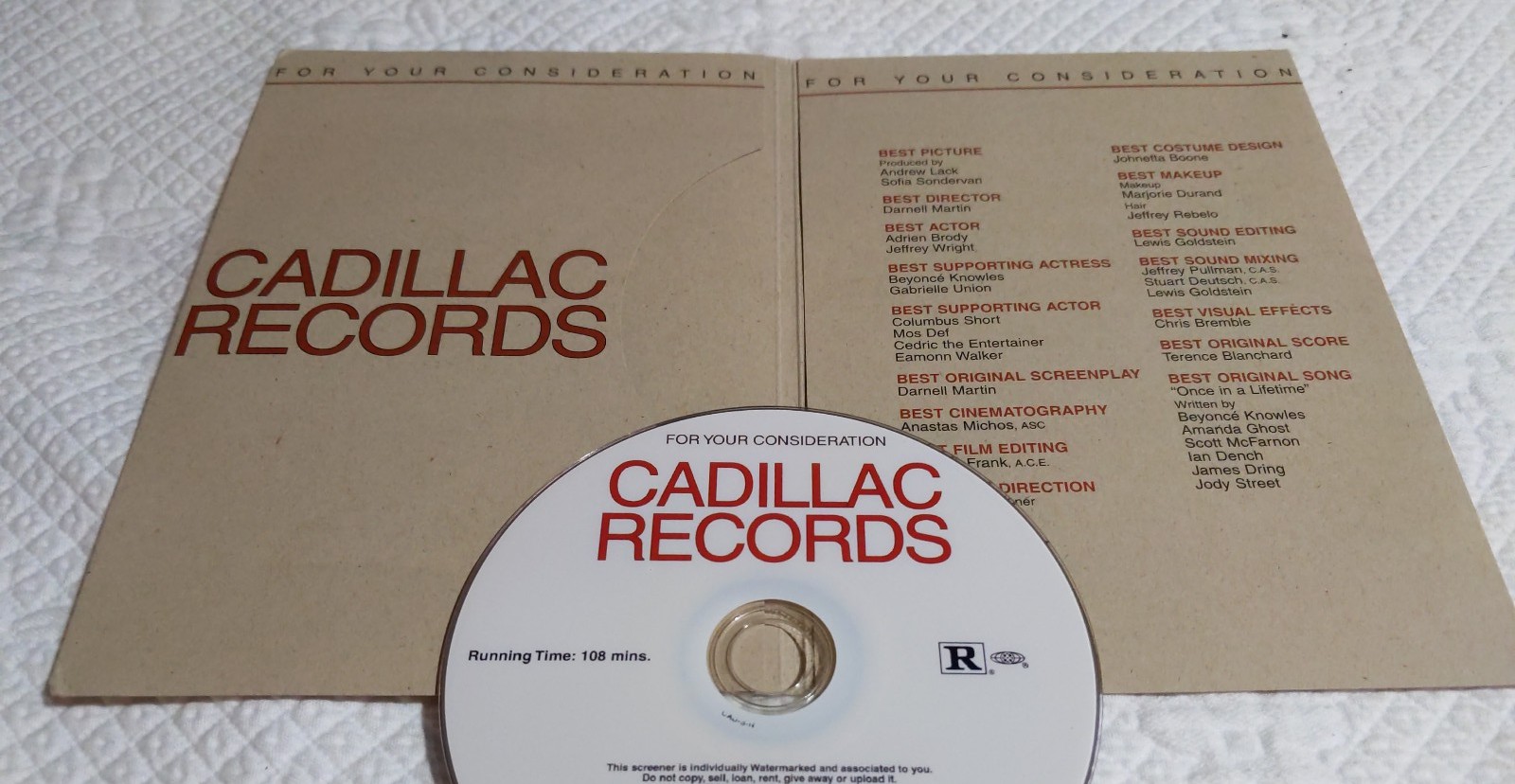 Cadillac Records FYC DVD Rare Beyonce Knowles Collectible R(2009)