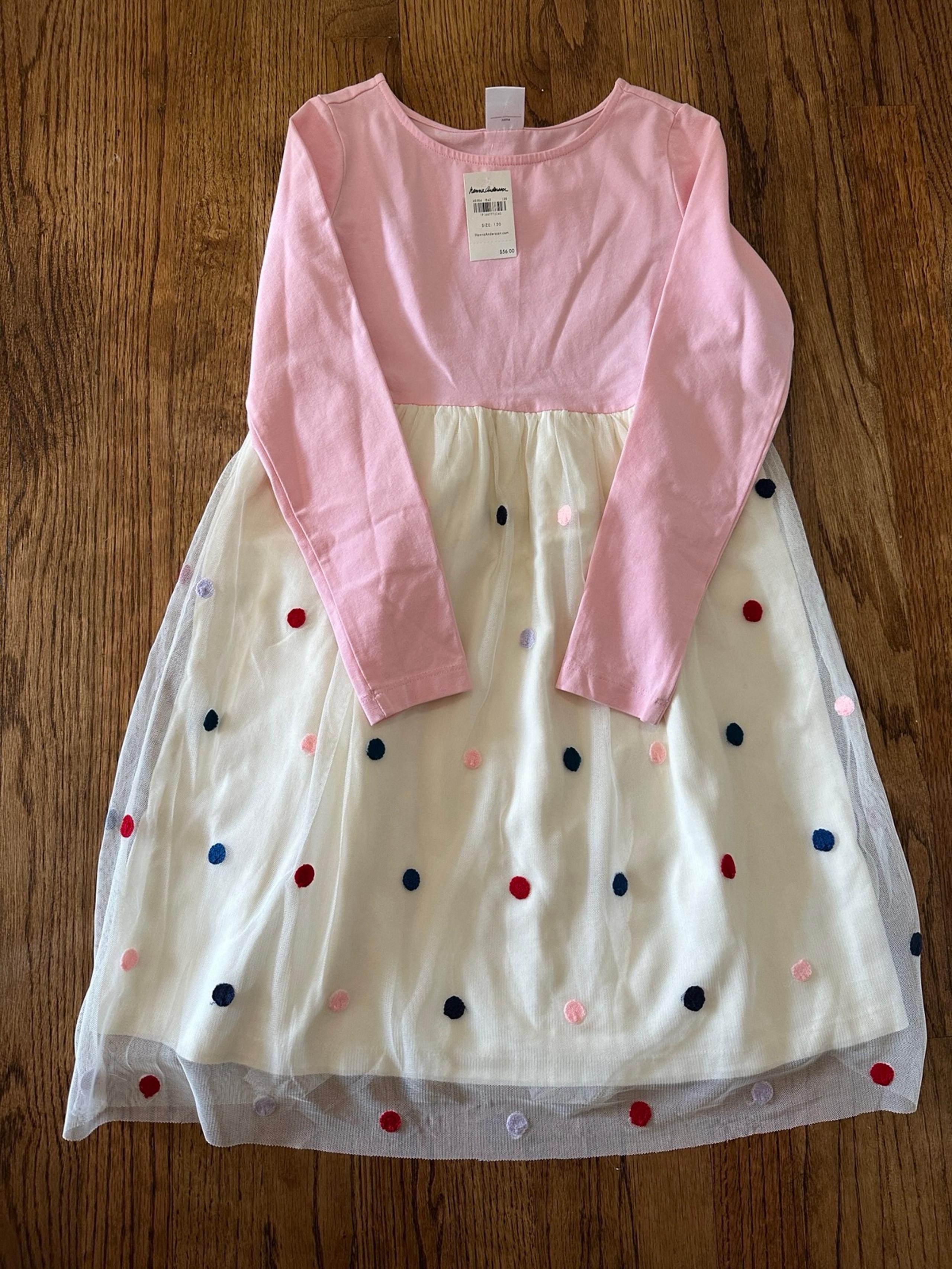 New Hanna Andersson Sprinkle Dress In Soft Tulle size US 8/ 130cm