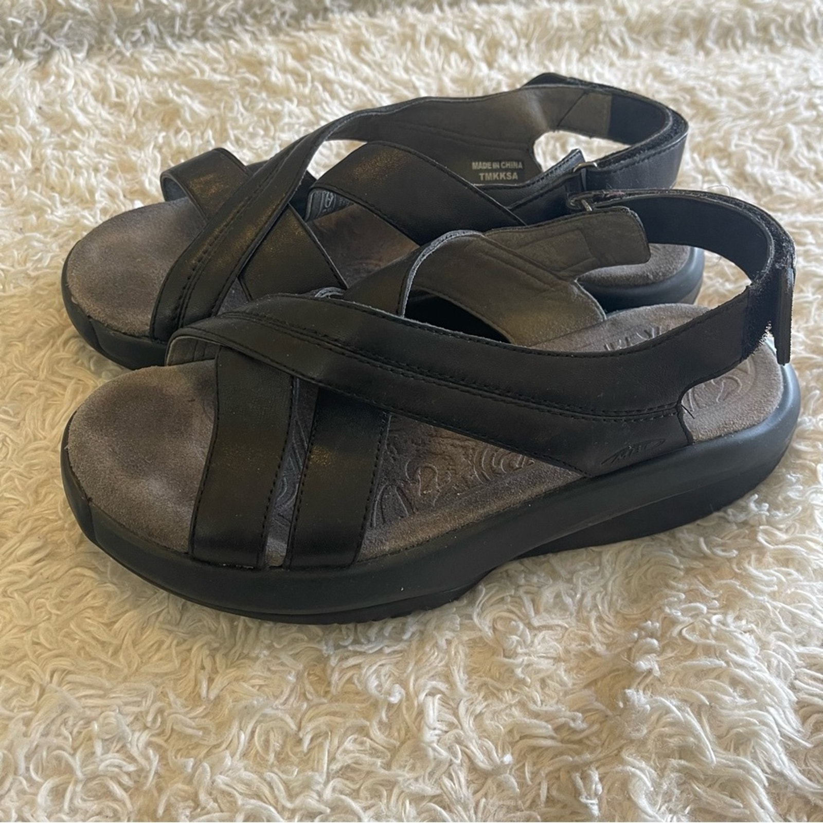 MBT Black Leather Strappy Sandals