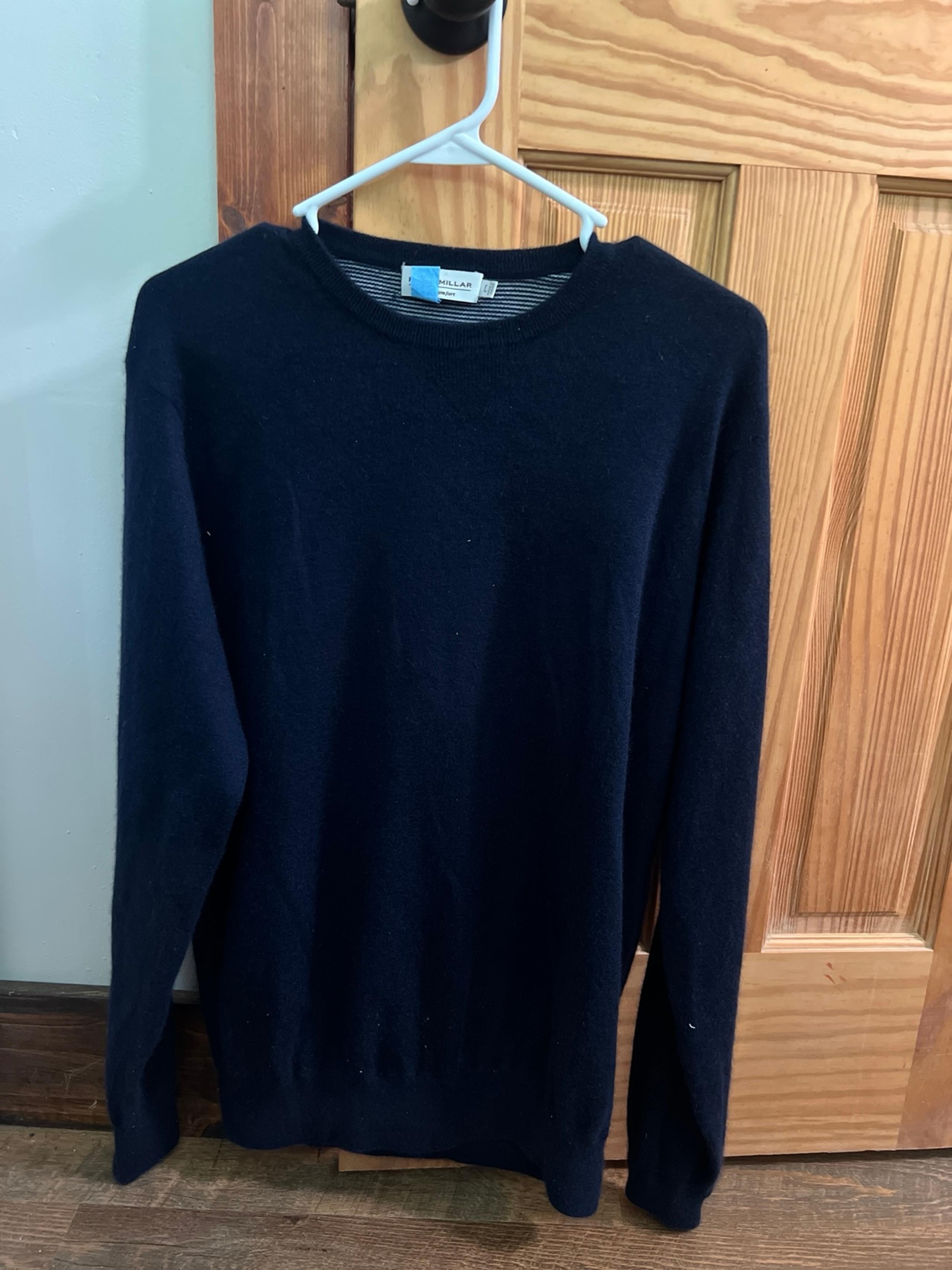 Men’s Peter Millar cashmere navy sweater.