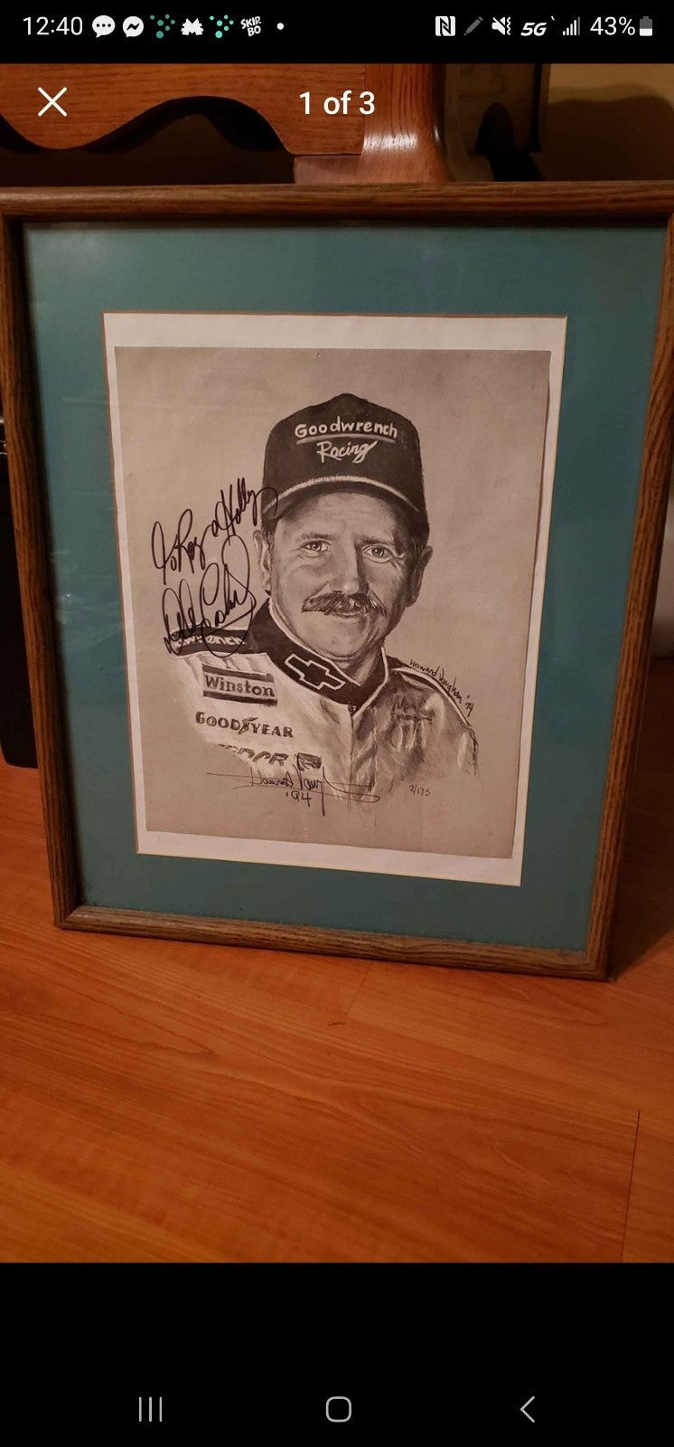 Dale Earnhardt autographed picture art by Howard Vaughn
